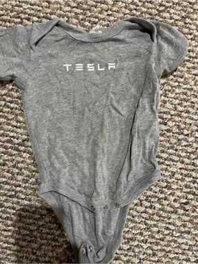 Tesla Gray Infant One-Piece Bodysuit with Logo